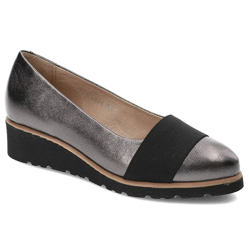 Półbuty damskie Simen, wsuwane ze skórzaną i miękką wkładką , srebrne Ferro, 0274-Vs04-Ferro