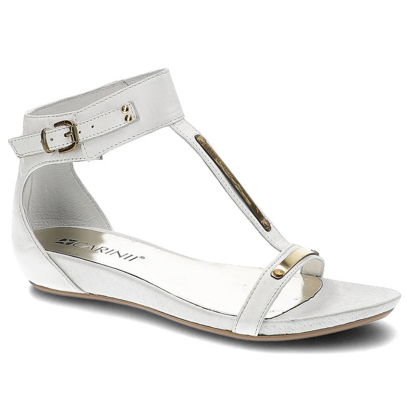 Sandały damskie Carinii, skóra naturalna i otwarte palce, białe, B2202_-B03-000-000-904