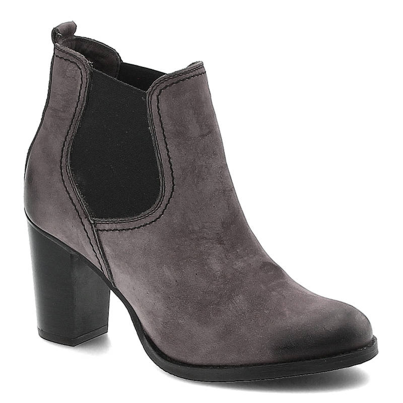 Botki damskie Carinii, wsuwane ze skóry naturalnej i na obcasie, czarne, B2321_-D55-000-POL-857