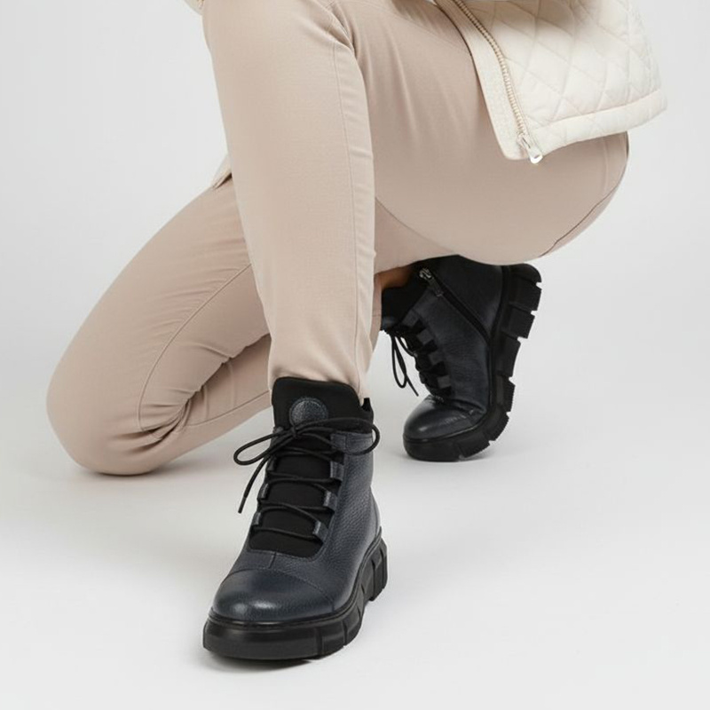 Granatowe Botki Armodo Modne Obuwie Damskie