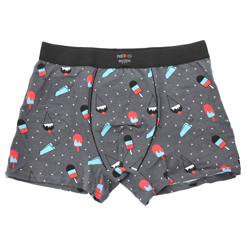 Bokserki męskie Redo, bawełniane w lody we wzorki elastyczne i wygodne, szare, 1BE-785