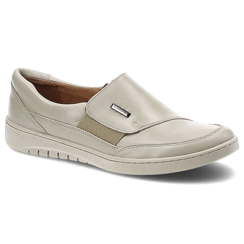 Półbuty damskie Pollonus, z miękkiej skóry z elastycznymi wstawkami, waniliowe, 5-1239-009