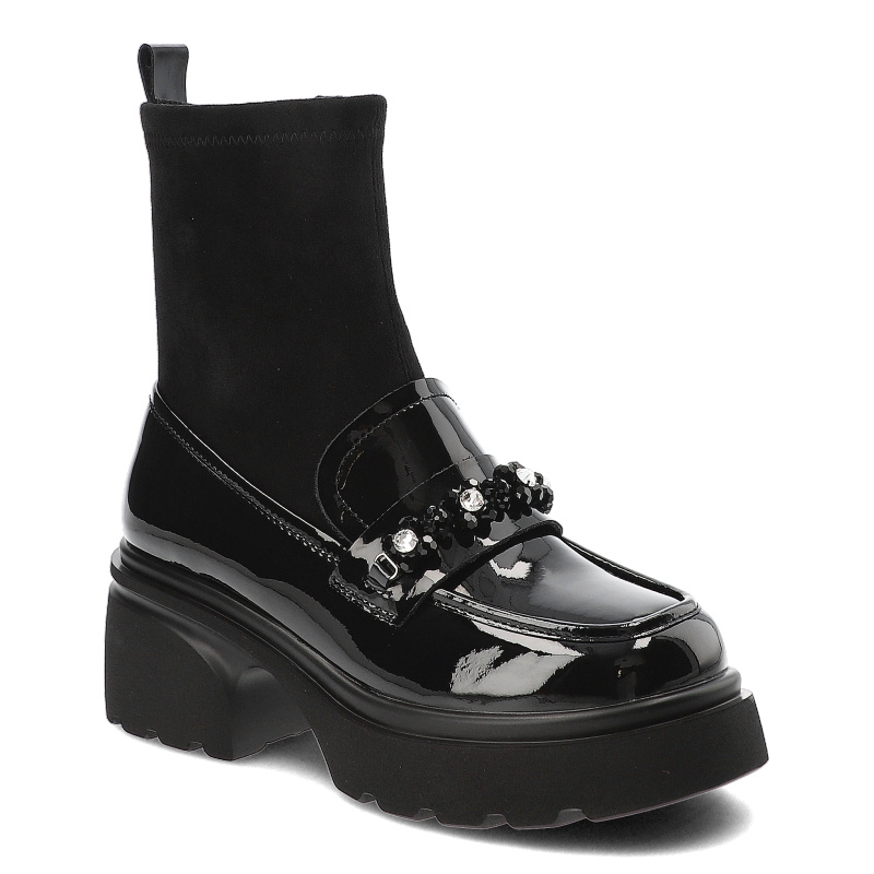 Czarne Botki Artiker Eleganckie Obuwie Damskie