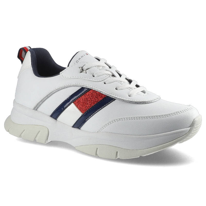 Sneakersy damskie Tommy Hilfiger, Wykonane z wysokiej jakości materiałów syntetycznych z elementami tekstylnymi z gładką łączoną cholewką klasycznym