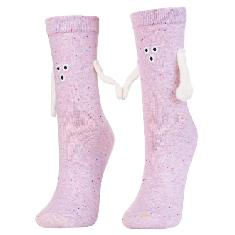 Skarpetki damskie Moraj, bawełniane friendsy z rączkami na magnes wysokie, fioletowe, CSL250-936