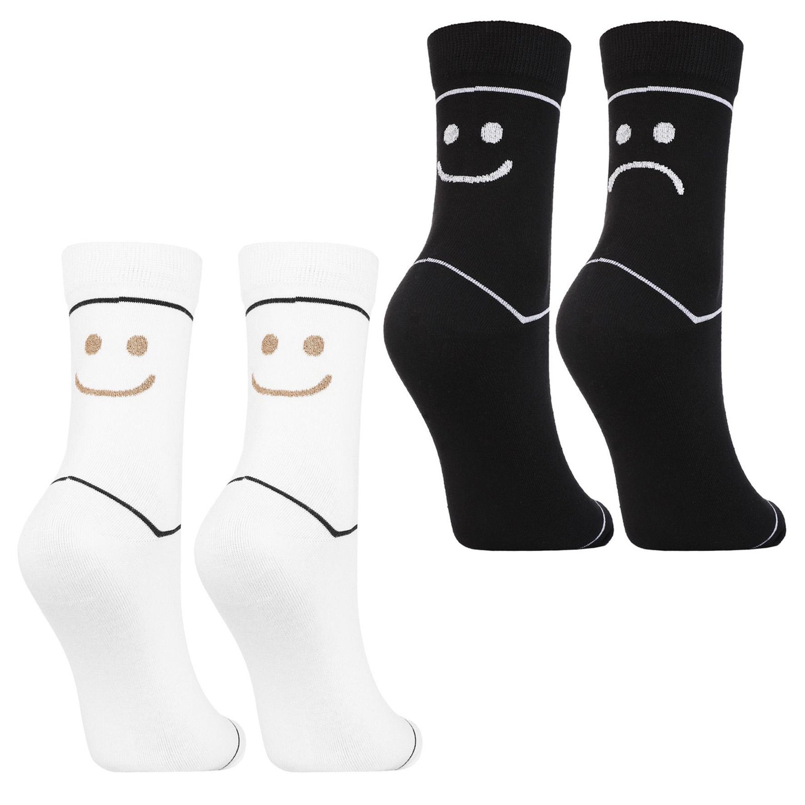 Skarpetki damskie Moraj, bawełniane wysokie elastyczne i oddychające 2 pary, białe-czarne, CSL250-914