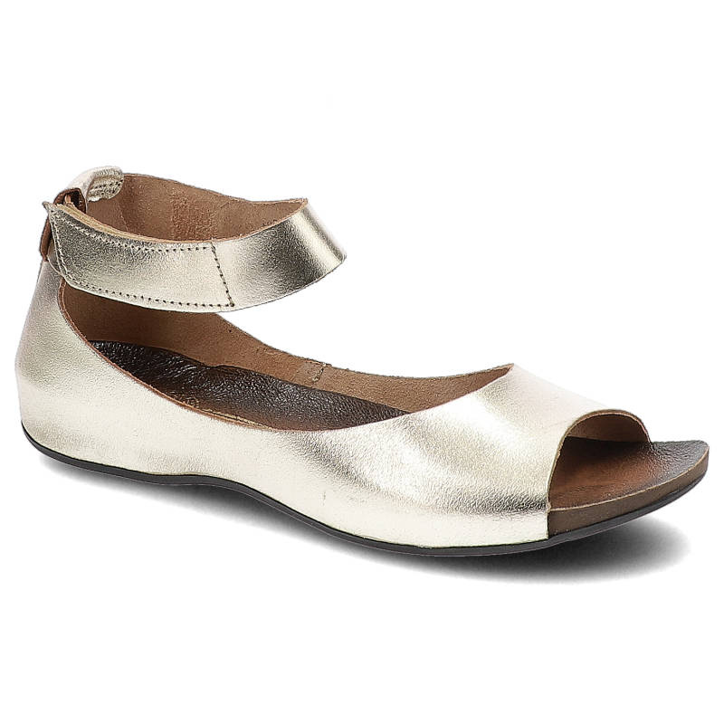 Sandały damskie Lemar, ze skóry naturalnej licowej z regulowanym zapięciem na rzep skórzanym wnętrzem i wkładką oraz niską platformą o jednolitej kon