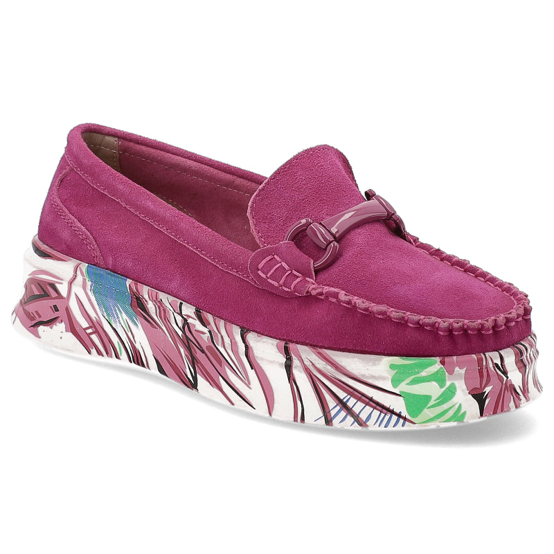 Różowe Półbuty Filippo Mokasyny Damskie Z Wzorzystą Podeszwą