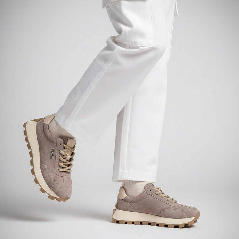 Beżowe Sneakersy Filippo Sportowe Buty Damskie Na Platformie