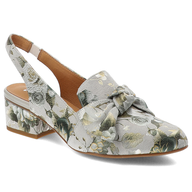 Szare Sandały Maciejka Eleganckie Obuwie Damskie W Kwiaty