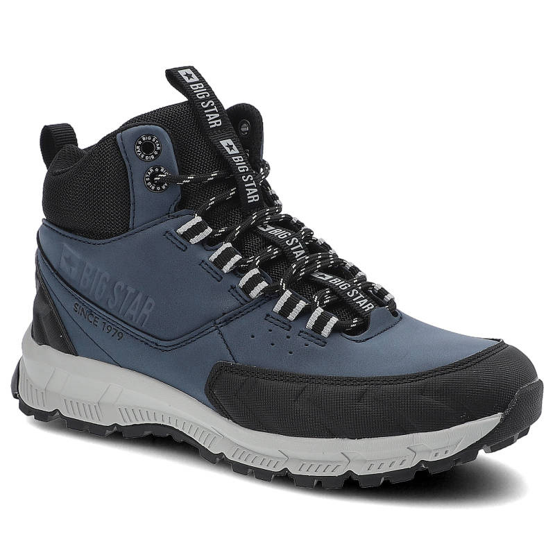 Trekkingi unisex Big Star, materiał połączony ze skórą ekologiczną amortyzowana podeszwa z oraz wzmocniony nosek, granatowe, II274455