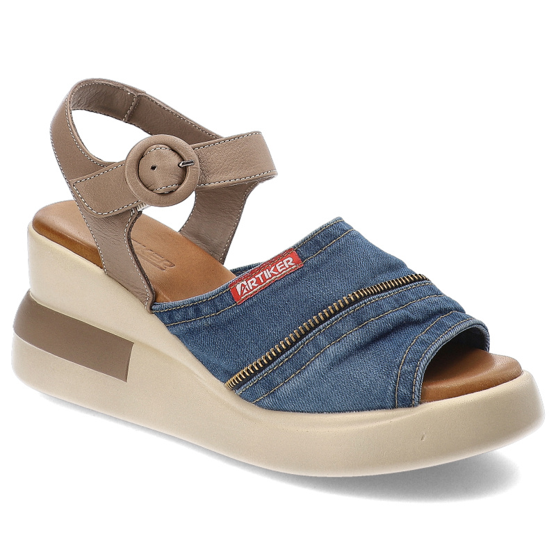 Niebieskie Sandały Artiker Modne Obuwie Damskie