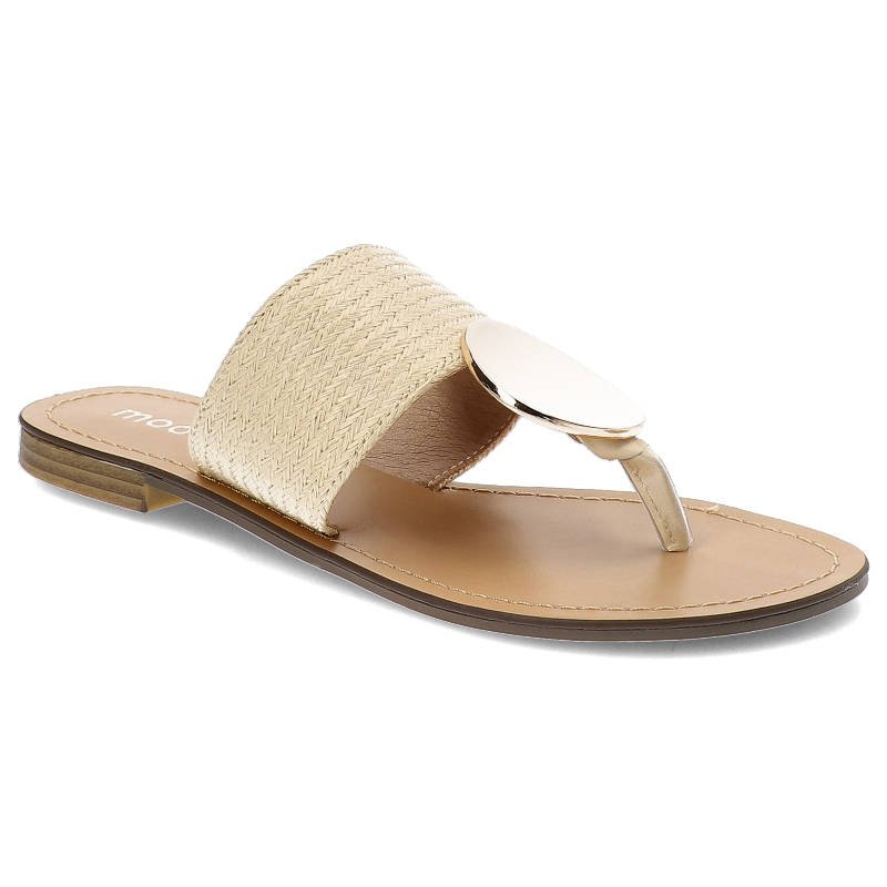 Beżowe Klapki Moow Eleganckie Damskie Buty