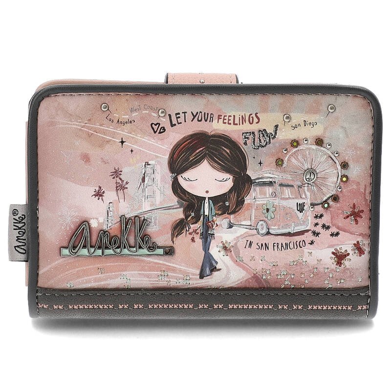 Różowy Stylowy Damski Portfel Anekke