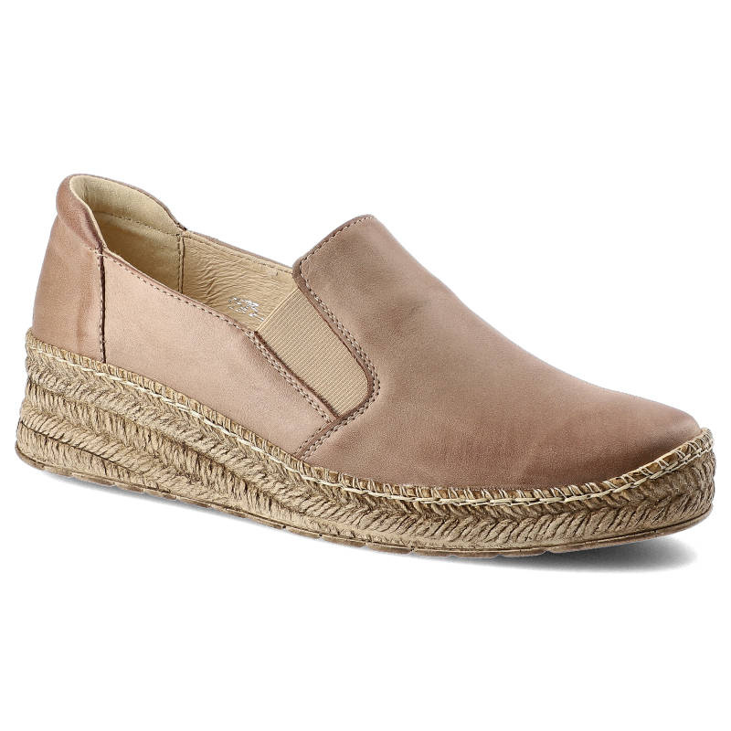 Półbuty damskie Wasak, naturalna skóra licowa z gumowym ściągaczem, cappuccino, 575