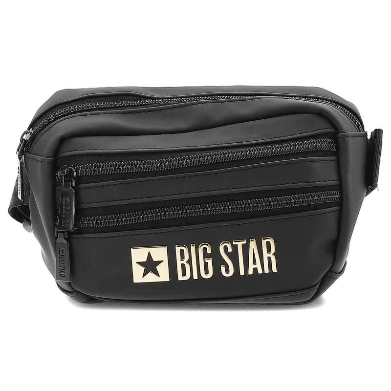 Torba unisex saszetka Big Star, mała kompaktowa z regulowanym paskiem na zamek, czarna złota, RR574095