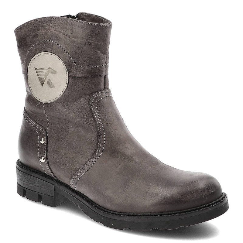 Botki damskie Karino, ocieplane i zapinane na suwak, szare, 0913-002-M