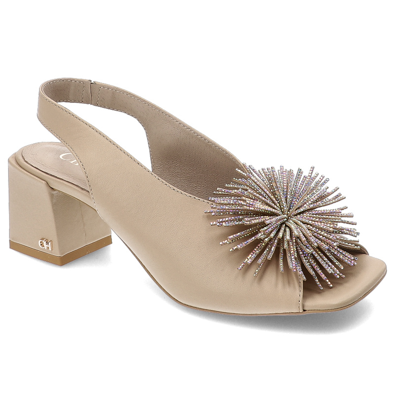 Beżowe Sandały Chebello Eleganckie Obuwie Damskie