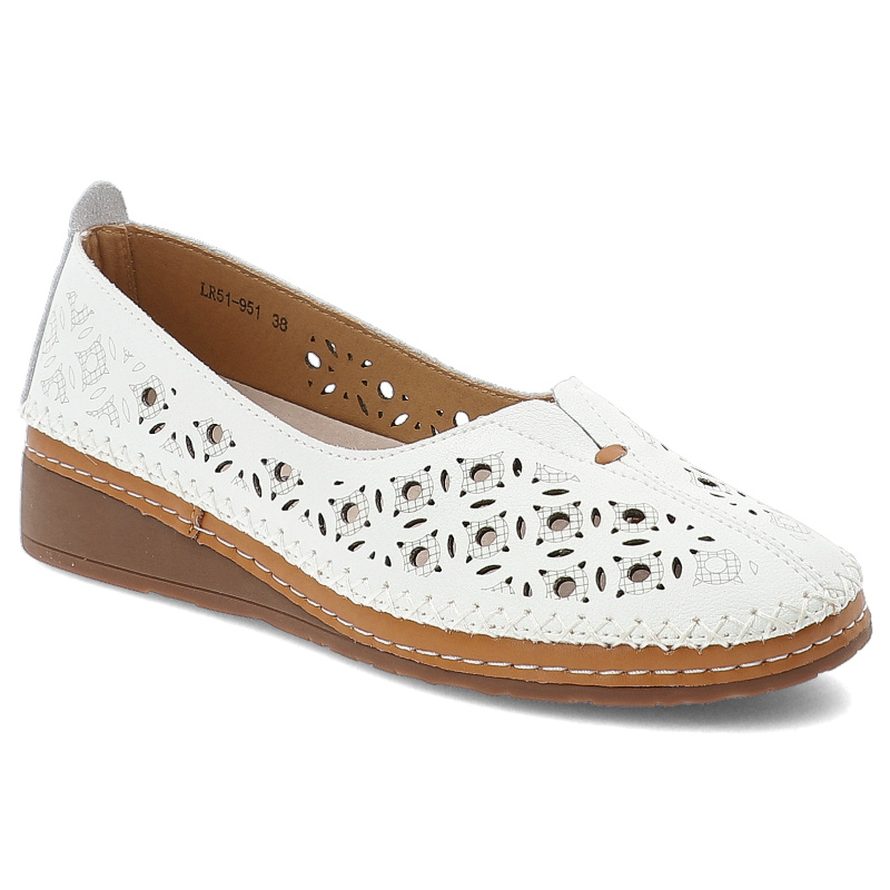 Białe Półbuty S.Barski Wygodne Wsuwane Obuwie Damskie