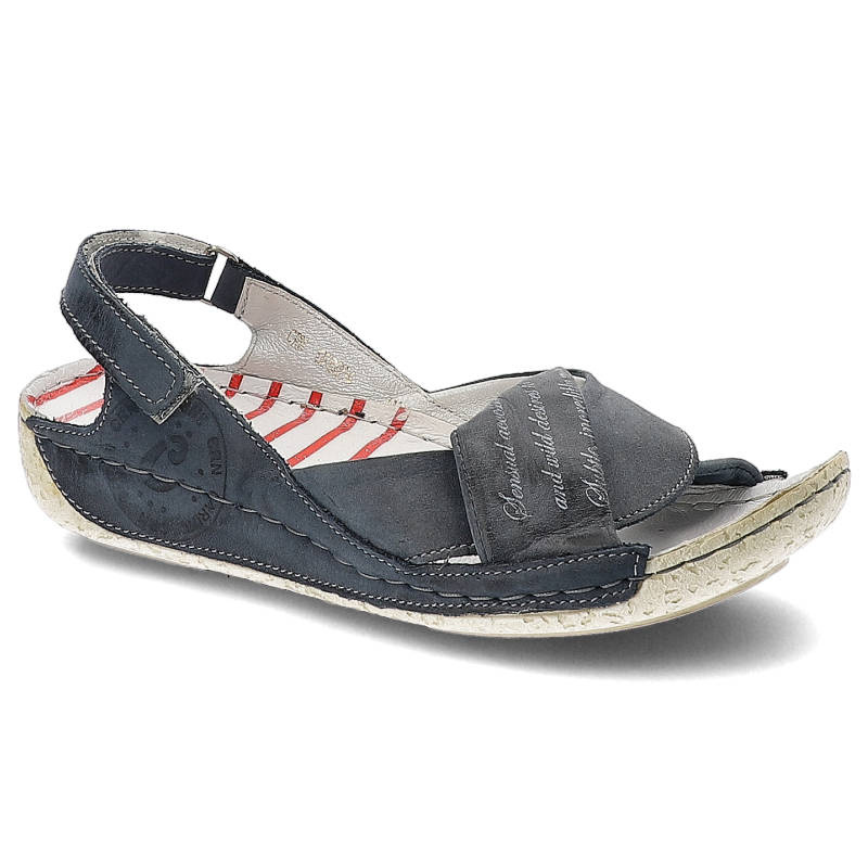 Sandały damskie Carinii, ze skóry naturalnej i zapinane na rzep, czarne, B1122_-628-000-000-673