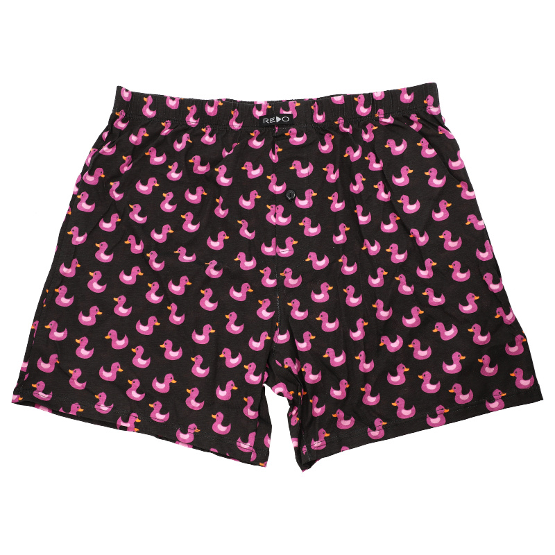 Bokserki męskie Redo, bawełniane w kaczki we wzorki elastyczne i wygodne, fioletowe, 1BB-151