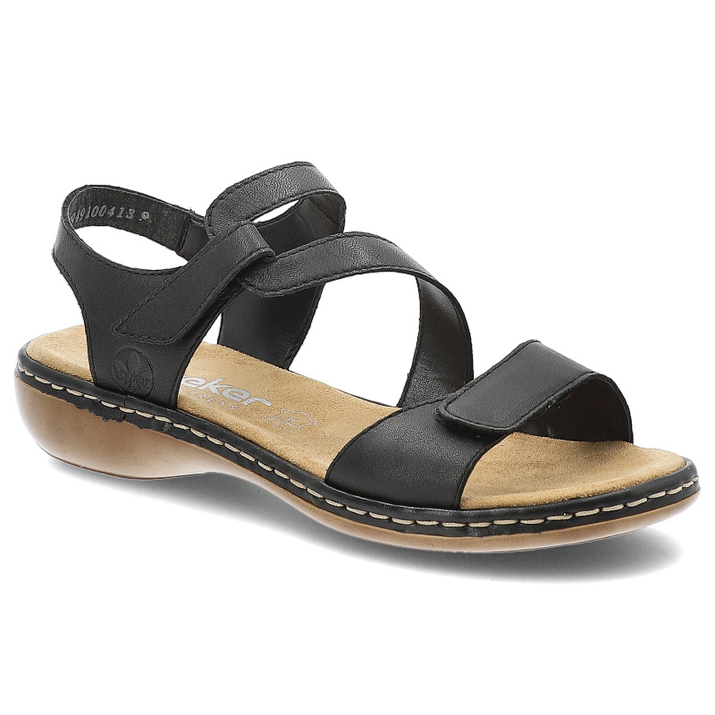 Czarne Sandały Rieker Modne Obuwie Damskie