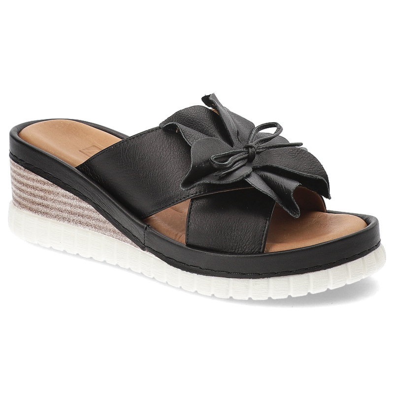 Czarne Klapki Artiker Eleganckie Obuwie Damskie