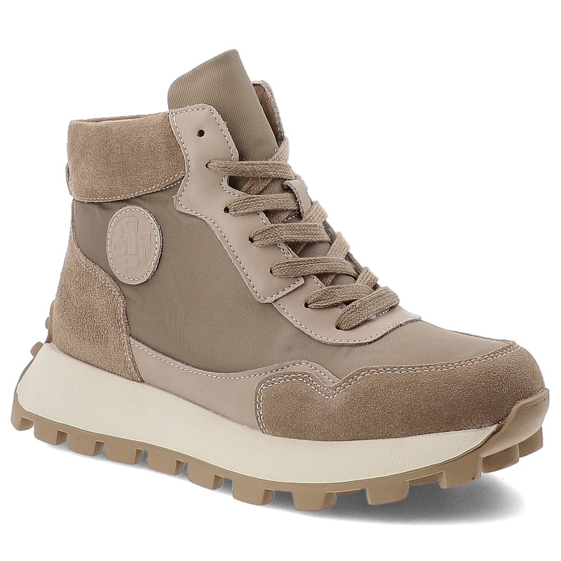 Botki damskie Filippo, ocieplane futerkiem na masywnej podeszwie i zapinane na zamek, beżowe, DBT7158-25-BE