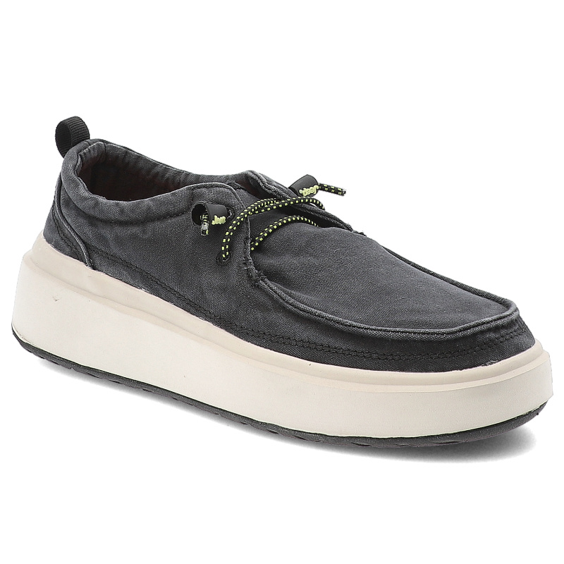 Półbuty damskie Jeep, na grubej platformie materiałowe z okrągłym noskiem, czarne, JL51500A-062