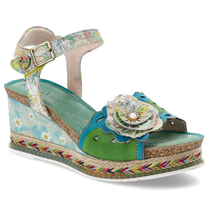 Zielone Sandały Laura Vita Modne Obuwie Damskie