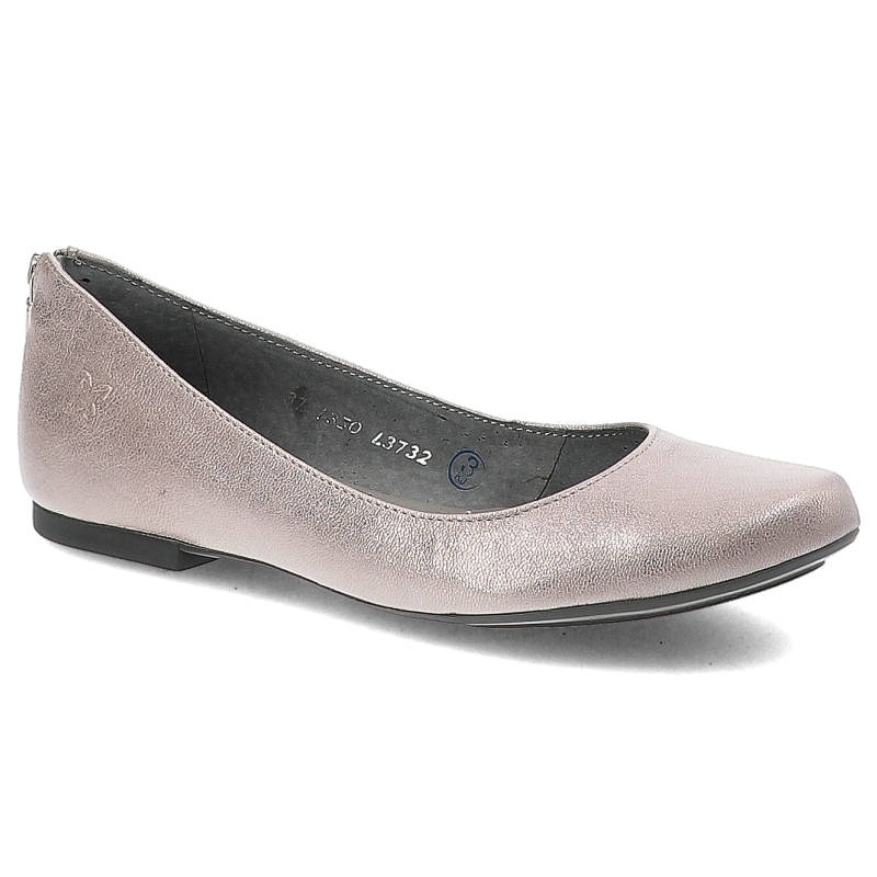 Baleriny damskie Maciejka, wsuwane ze skóry naturalnej i na płaskiej podeszwie, różowe, 01350-28-00-5