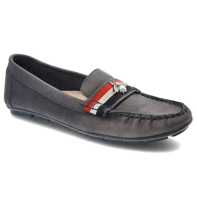 Mokasyny damskie Chebello, wsuwane ze skóry naturalnej, granatowe, 2273_008-000-PSK-S42