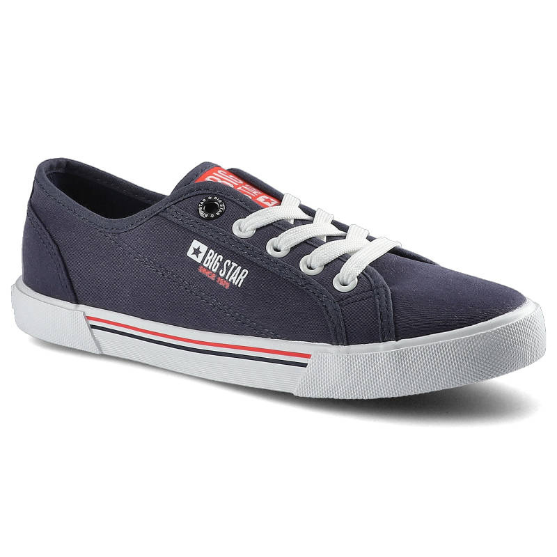 Trampki damskie Big Star, sznurowany fason cholewka tekstylna płócienna niska cholewka przed kostkę płaska elastyczna podeszwa klasyczna lekka forma