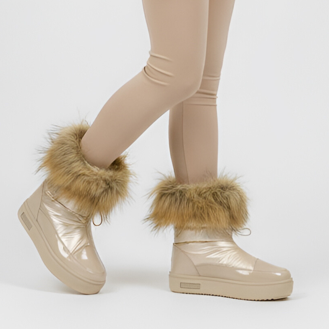 Beżowe Śniegowce Big Star Damskie Zimowe Buty