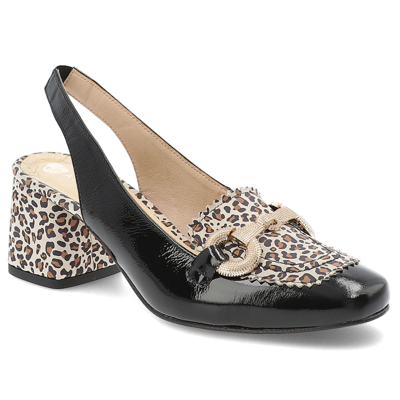 Czarne Sandały Armodo Eleganckie Obuwie Damskie Panterka