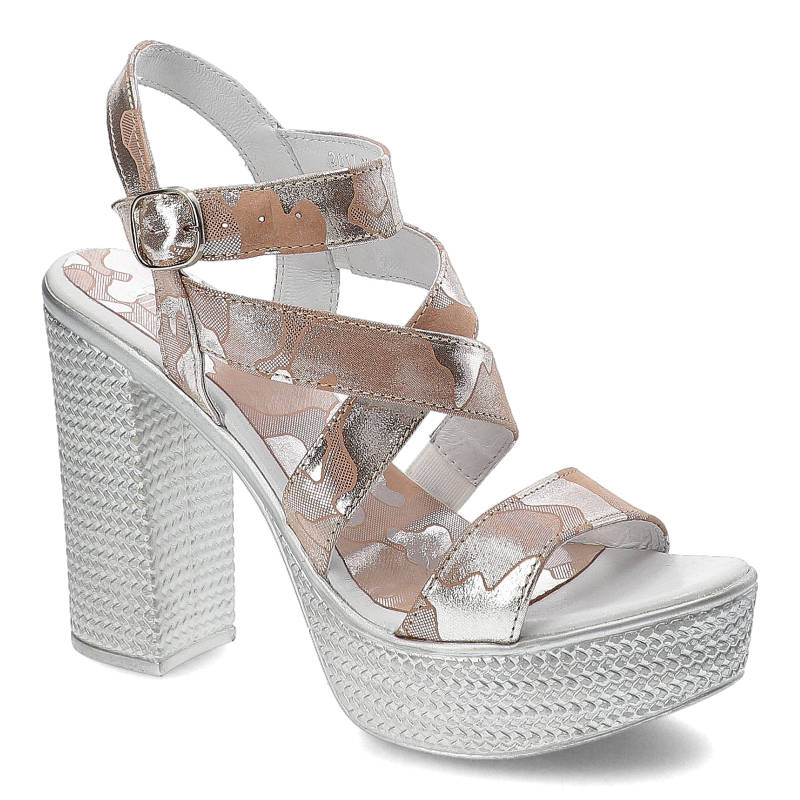 Sandały damskie Simen, na wysokim obcasie i stabilnej platformie, różowe Moro, 0783-Moro-Roz