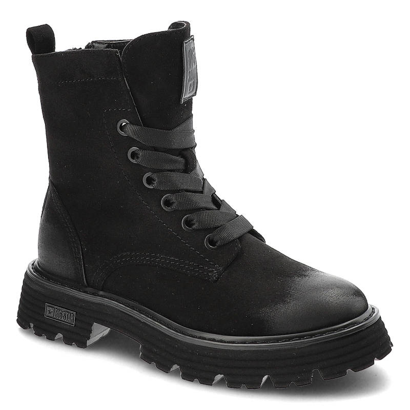 Trzewiki damskie Big Star, cholewka ze skóry ekologicznej z wysoką cholewką i sznurowaniem masywna podeszwa z głębokim bieżnikiem, KK274503,