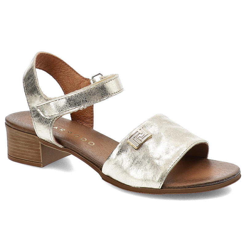 Złote Sandały Armodo Eleganckie Obuwie Damskie Na Obcasie