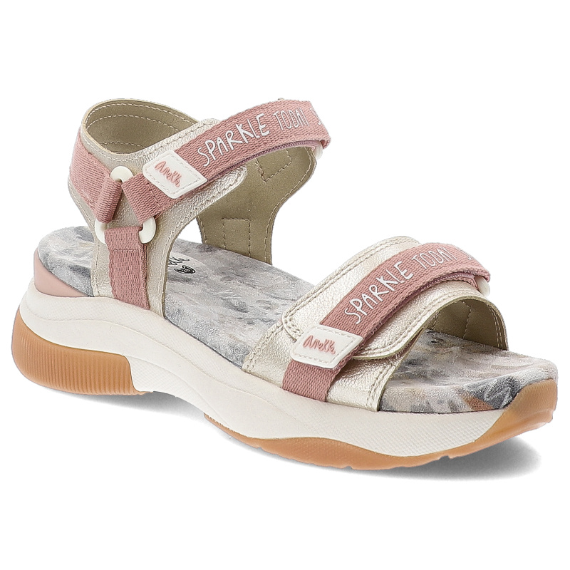 Różowe Sandały Anekke Stylowe Obuwie Damskie Zapinane Na Rzep