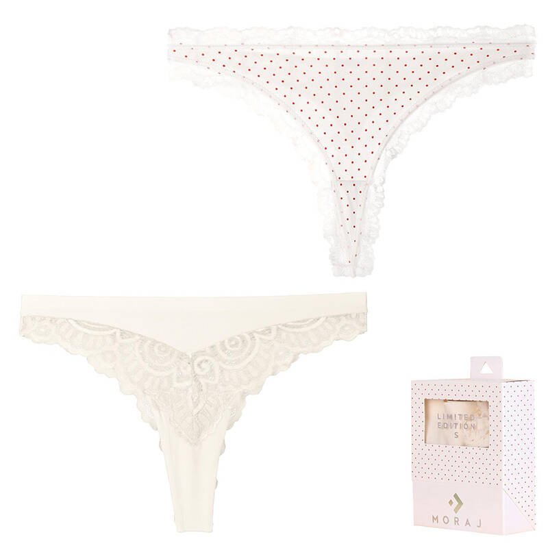 Białe Stringi Damskie Moraj 2 Pary
