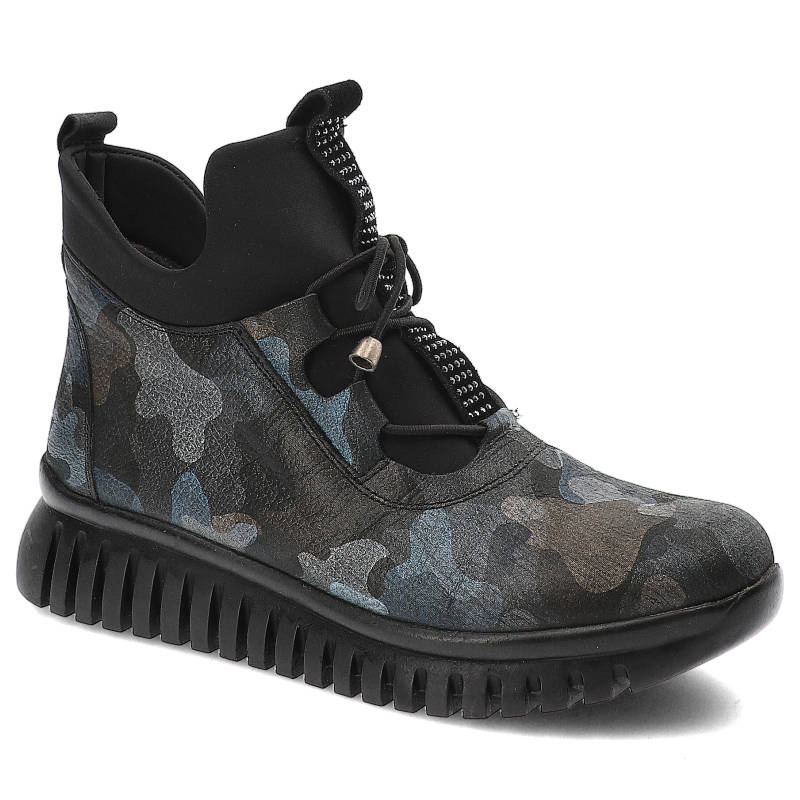 Botki damskie Artiker, skórzane z trwałą wkładką, moro, 43C349