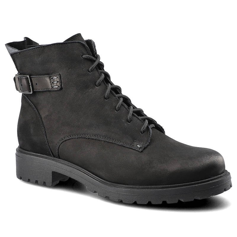 Botki damskie Pollonus, ze skóry naturalnej i ocieplane filcem, czarne, 5-1119-004