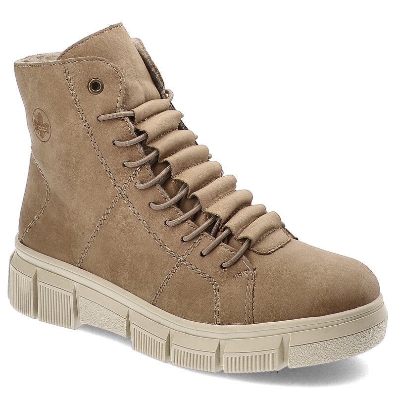 Beżowe Botki Rieker Ocieplane Obuwie Damskie