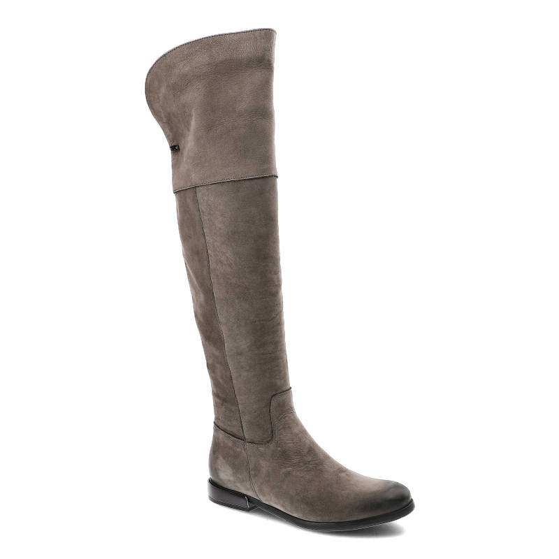 Kozaki damskie Carinii, ocieplane i ze skóry naturalnej, szare, B3541_G65-000-POL-B38