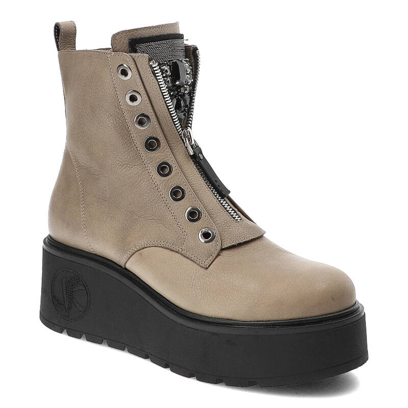 Beżowe Botki Armodo Damskie Modne Obuwie