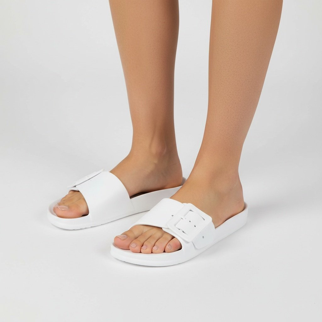 Klapki damskie Big Star, wsuwane basenowe klapki z tworzywa, białe, FF274A391