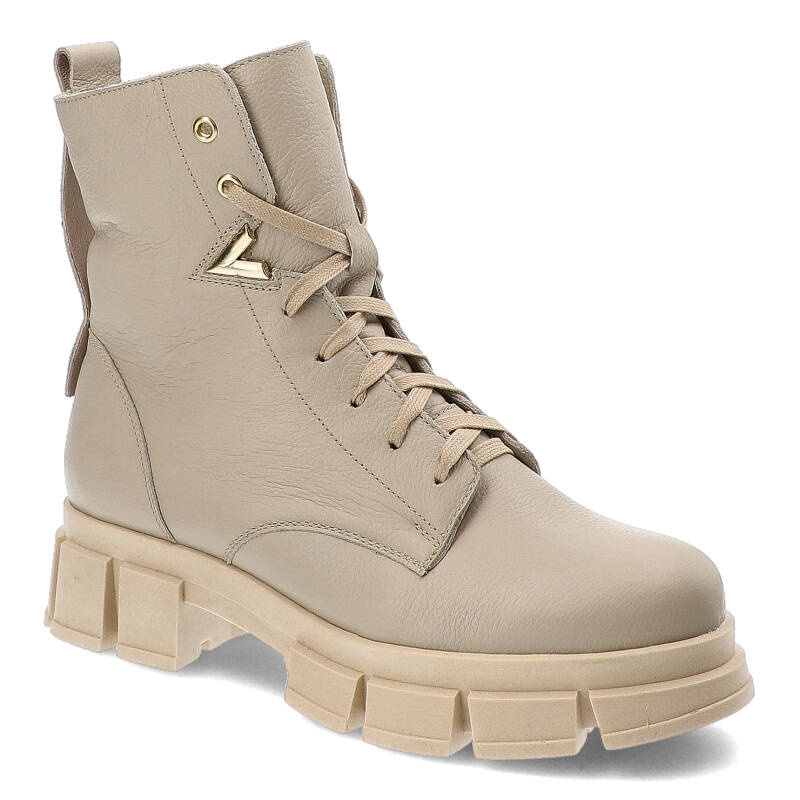 Beżowe Trzewiki Pollonus Modne Buty Damskie