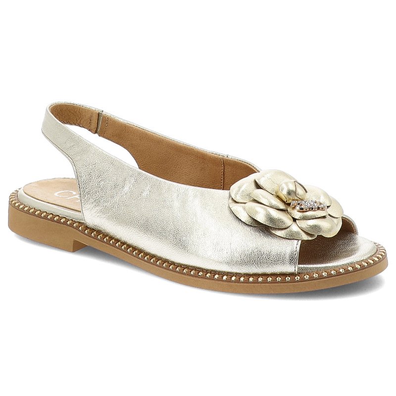 Złote Sandały Chebello Stylowe Wsuwane Obuwie Damskie