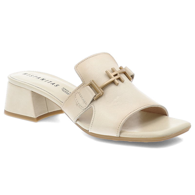 Beżowe Klapki Hispanitas Eleganckie Obuwie Damskie Na Obcasie