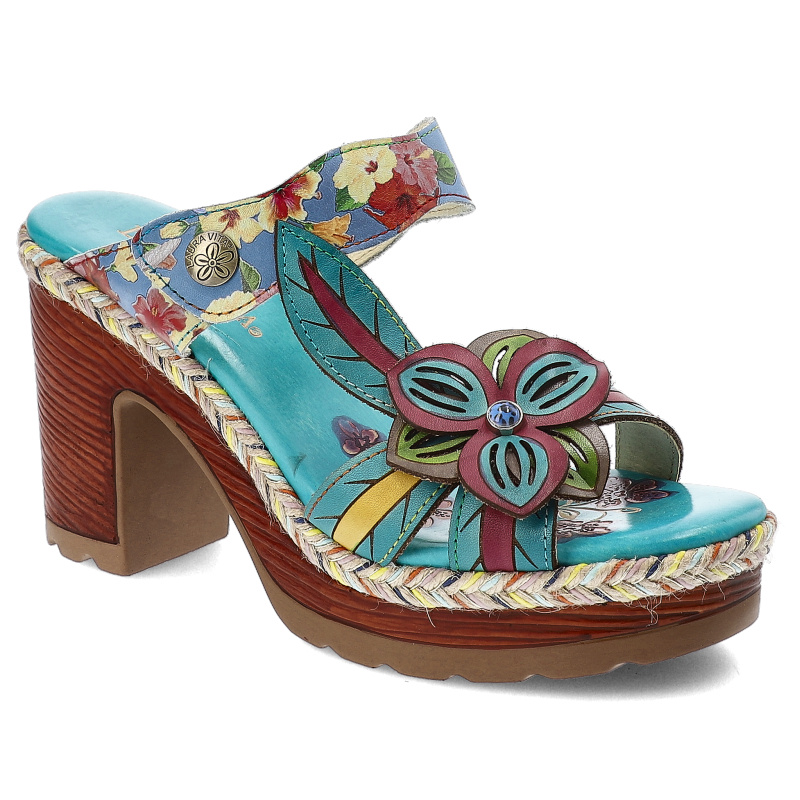 Niebieskie Klapki Laura Vita Eleganckie Obuwie Damskie